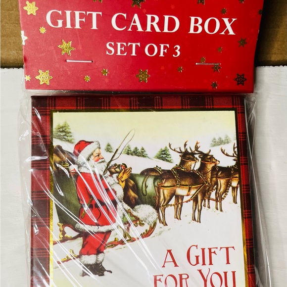 Punch Studio 3 Decorative Keepsake Gift Card Boxes Christmas Box 23705 Santa - Picture 2 of 5